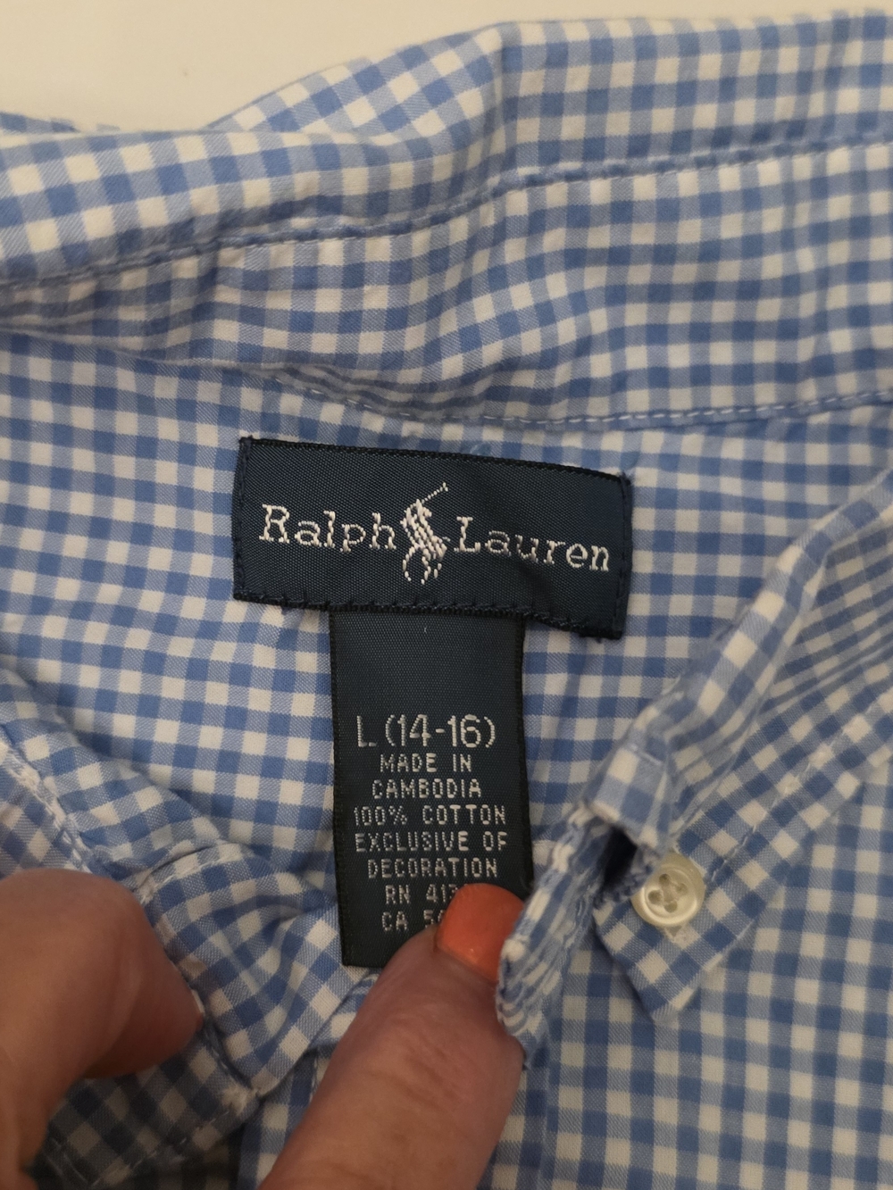 Ralph Lauren Light Blue Gingham Button-Down Shirt